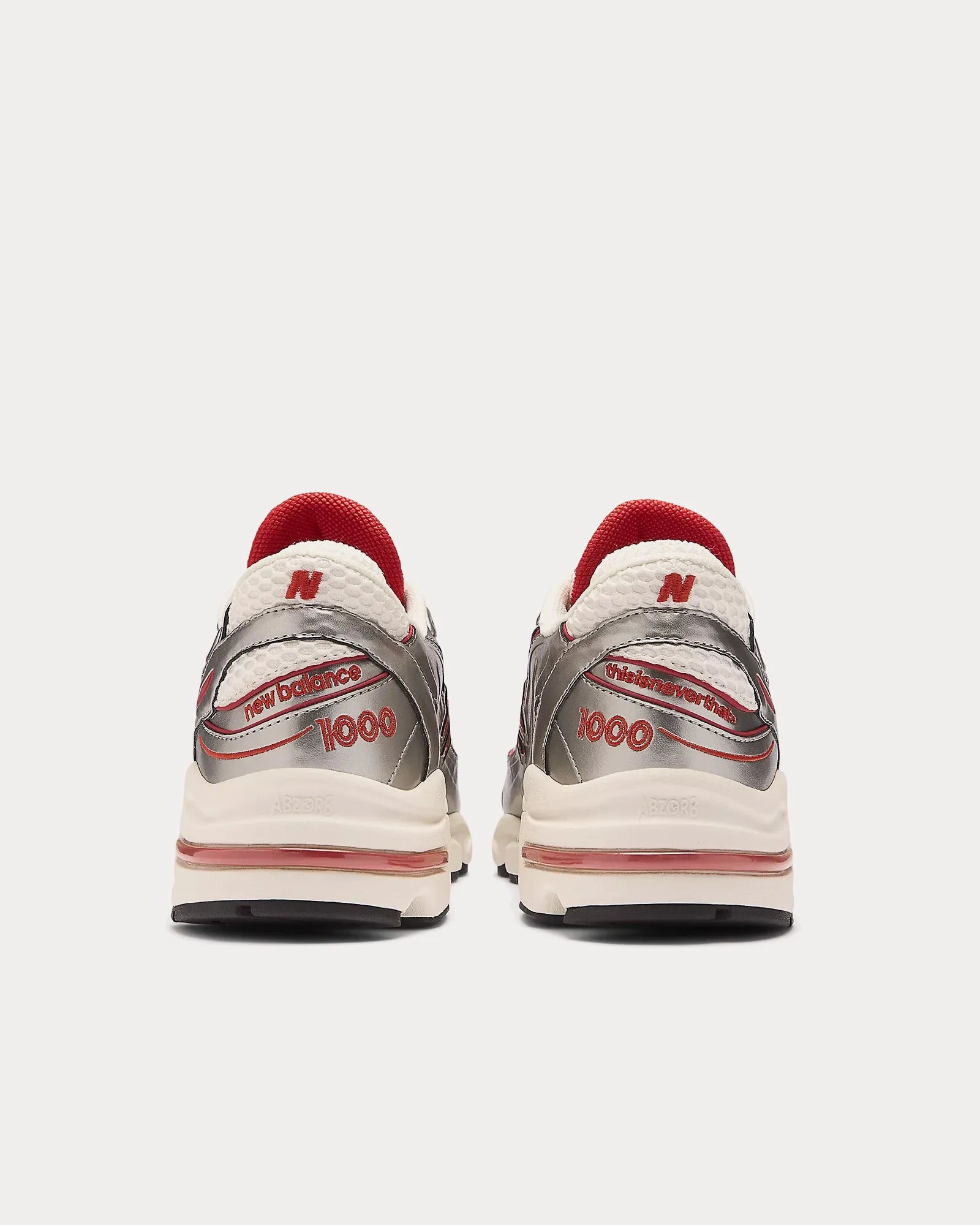 1000 Silver/ Valiant Poppy Low Top Sneakers
