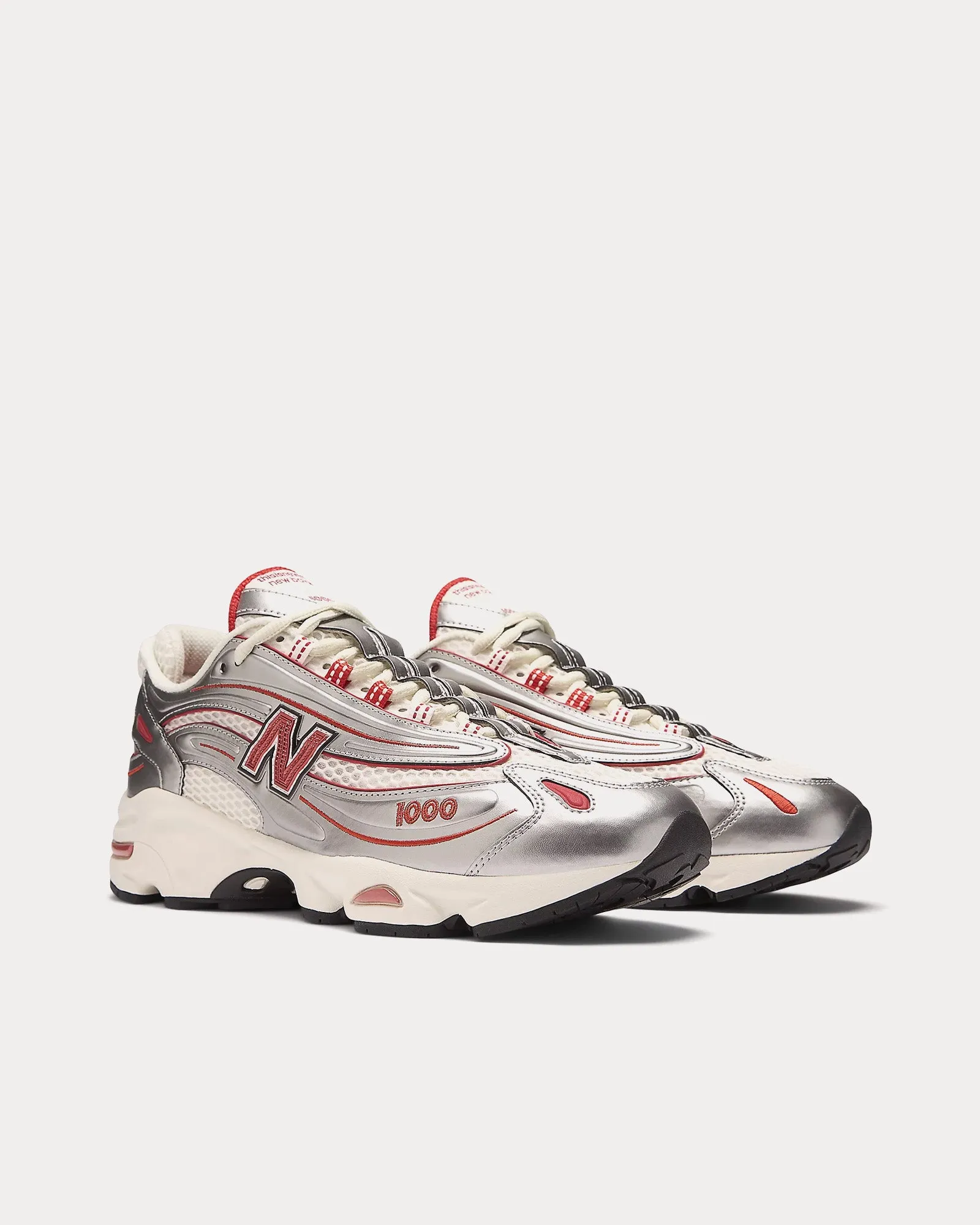 1000 Silver/ Valiant Poppy Low Top Sneakers