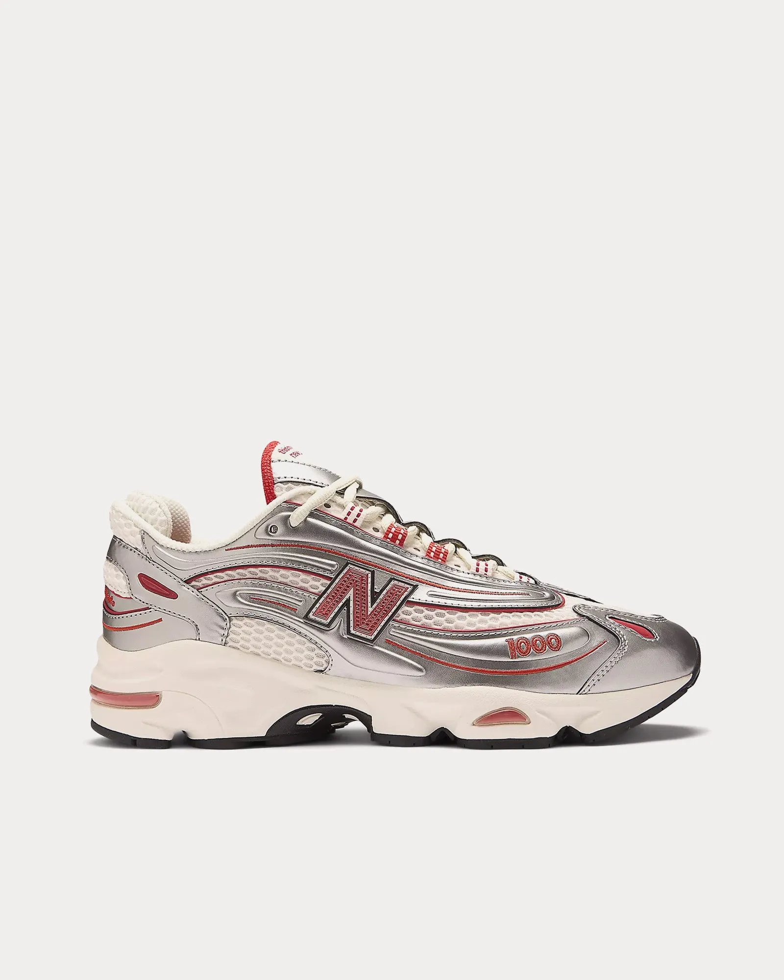 1000 Silver/ Valiant Poppy Low Top Sneakers