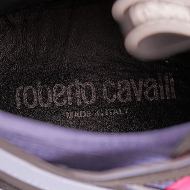 43 US 9 NEW $500 ROBERTO CAVALLI Mens Black Blue Pink MODERN Low Top SNEAKERS