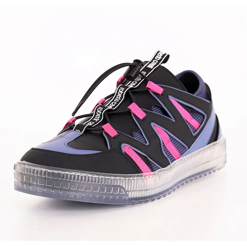 43 US 9 NEW $500 ROBERTO CAVALLI Mens Black Blue Pink MODERN Low Top SNEAKERS