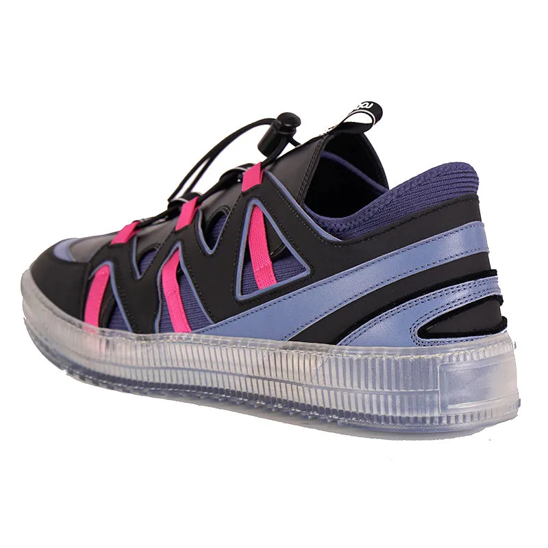 43 US 9 NEW $500 ROBERTO CAVALLI Mens Black Blue Pink MODERN Low Top SNEAKERS