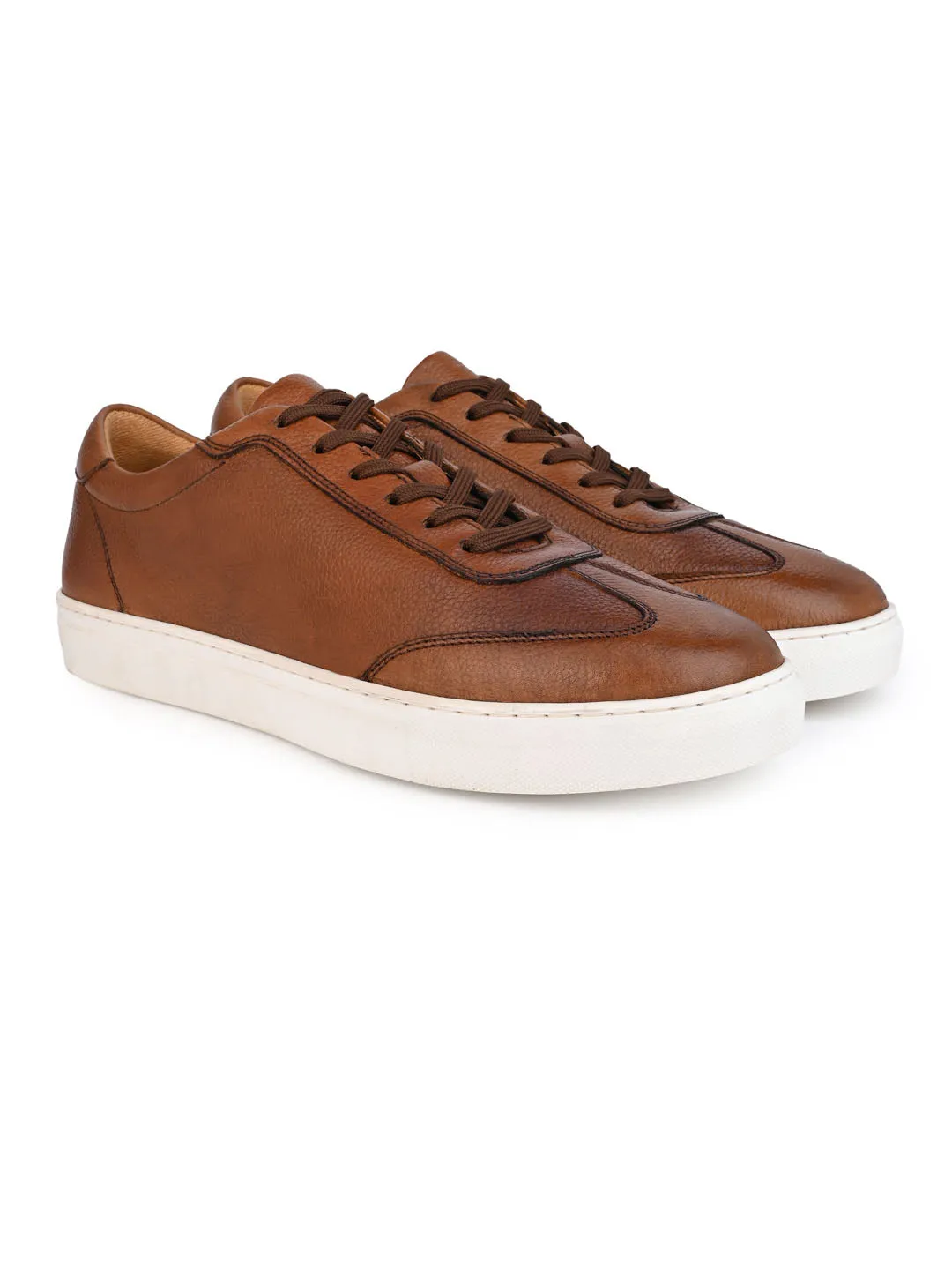Alberto Torresi Premium Tan Leather Sneakers – Ultimate Blend of Style