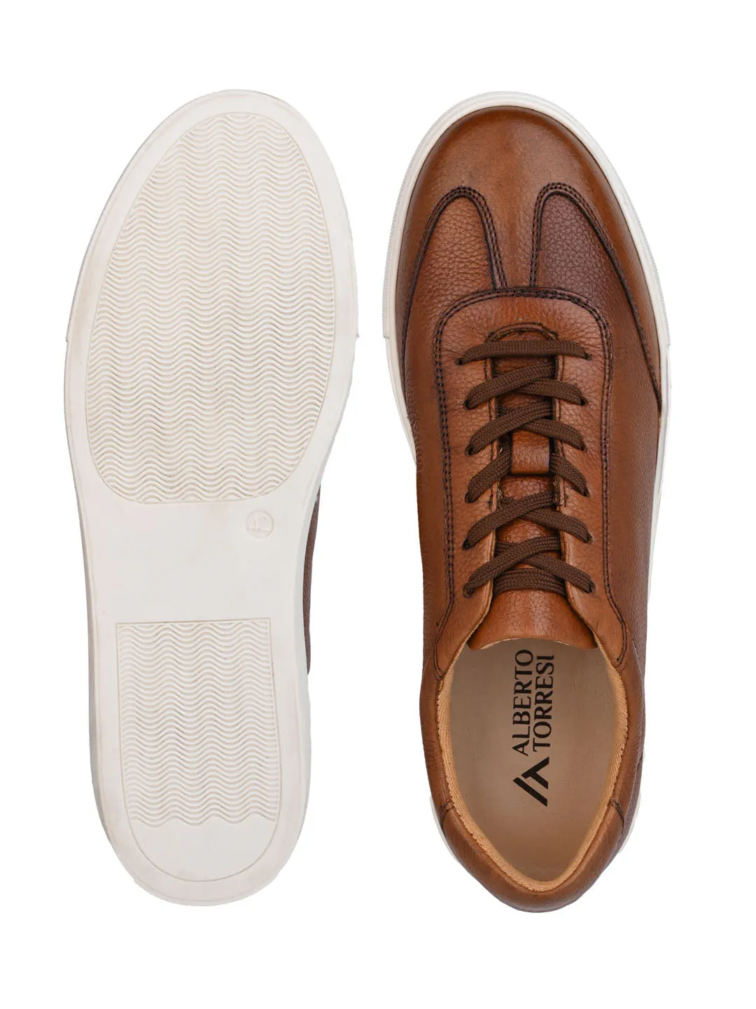 Alberto Torresi Premium Tan Leather Sneakers – Ultimate Blend of Style