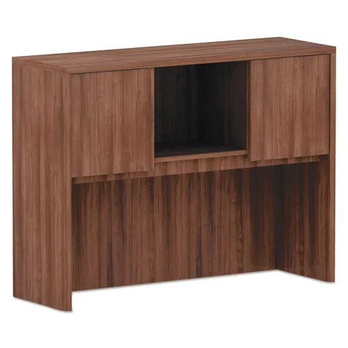 Alera Valencia Series Hutch With Doors, 4 Compartments, 58.88w X 15d X 35.38h, Modern Walnut