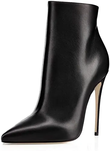 Black Suede Zipper Stiletto Heel Booties
