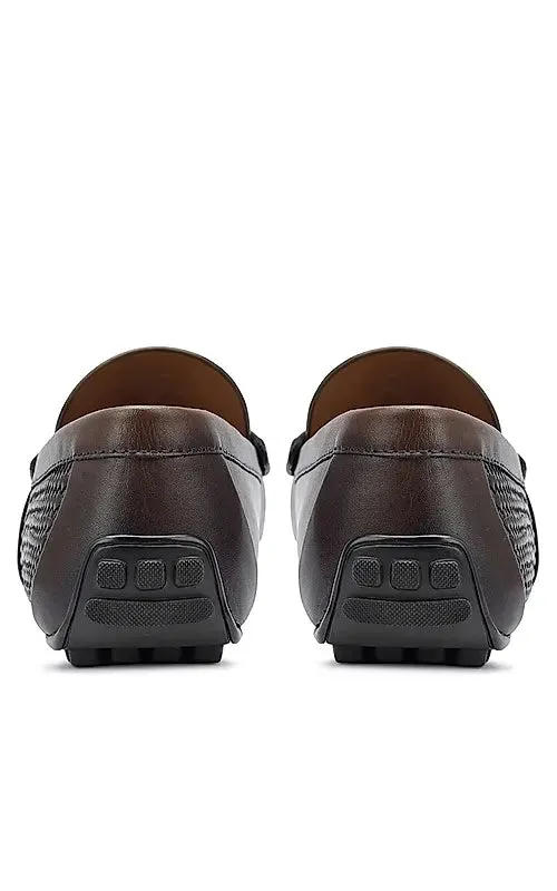 Brown Moccasins With Braided Panel