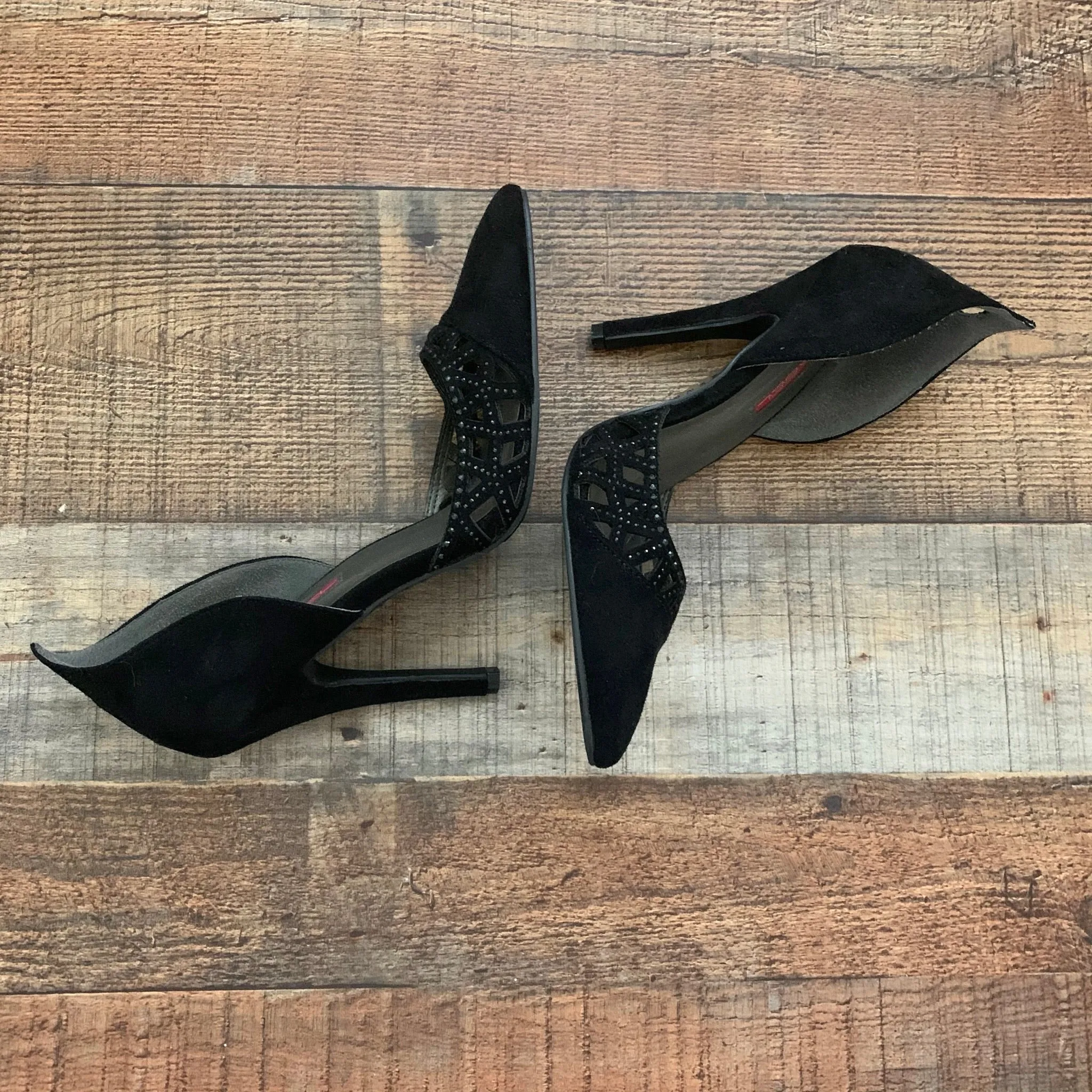 C Label Black Suede Pointed Toe Stilettos- Size 8.5