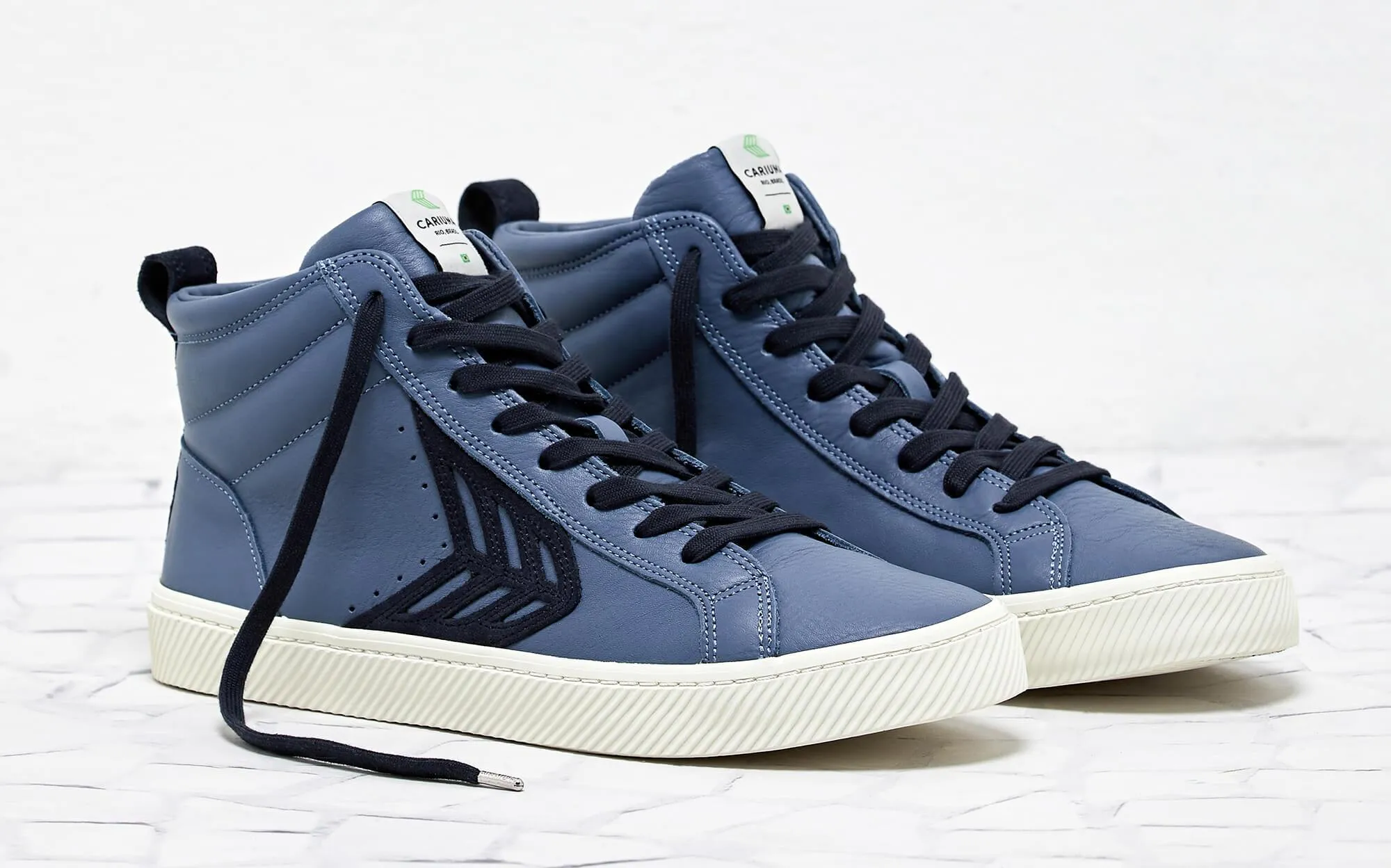CATIBA High Cloud Blue Premium Leather Navy Logo Sneaker Women