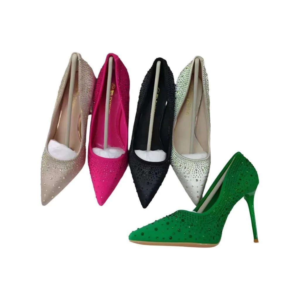 Colored Crystal Pumps High Heel Shoes.