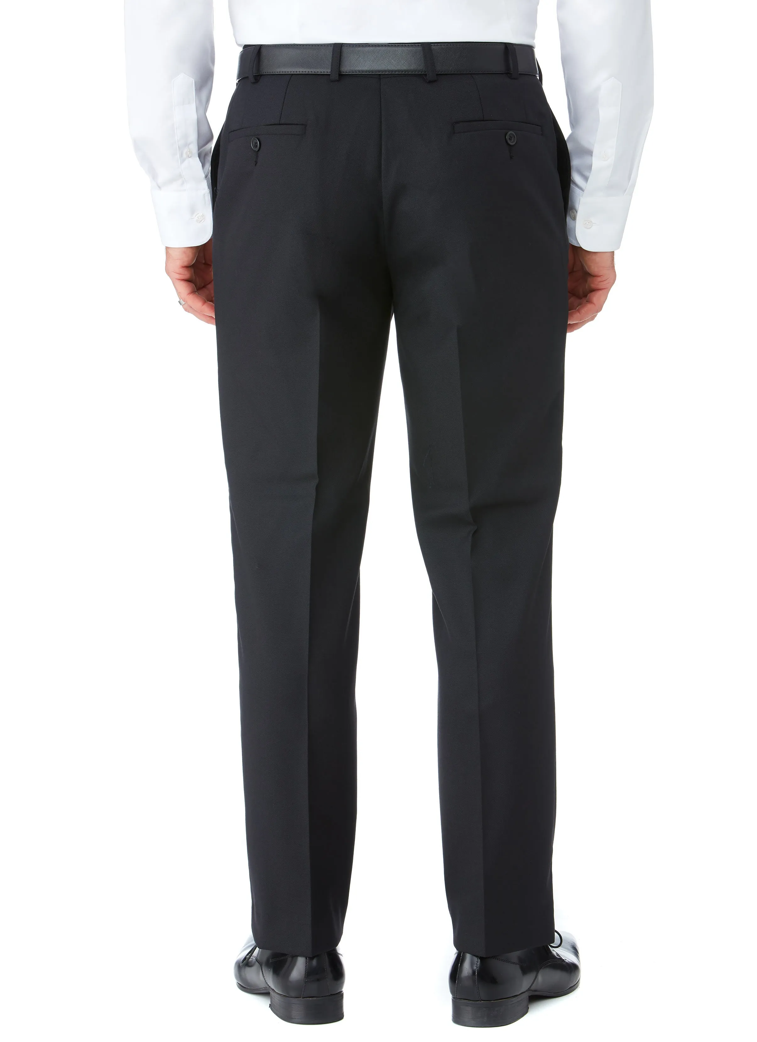 DAYLESFORD WOOL RICH FLAT FRONT TROUSER - BLACK