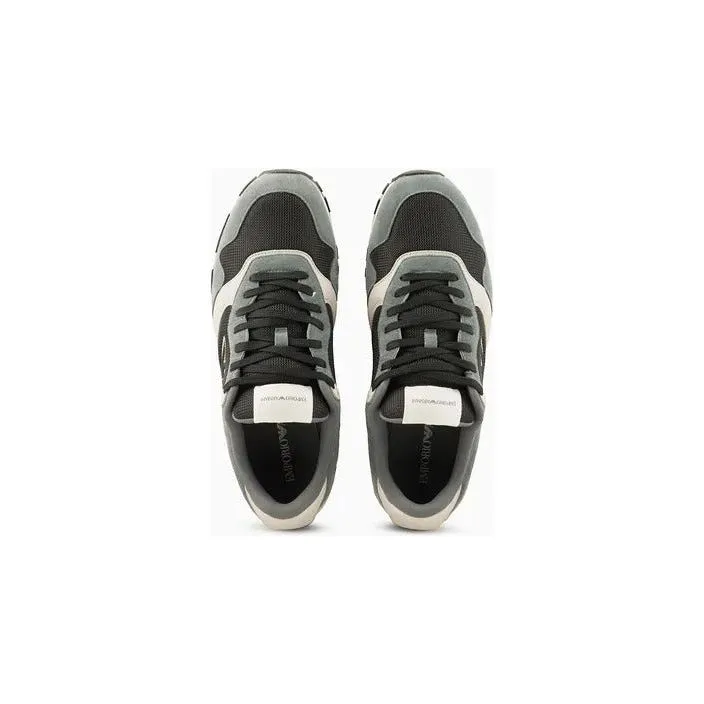 EMPORIO ARMANI MESH AND SUEDE SNEAKERS WITH SIDE EAGLE