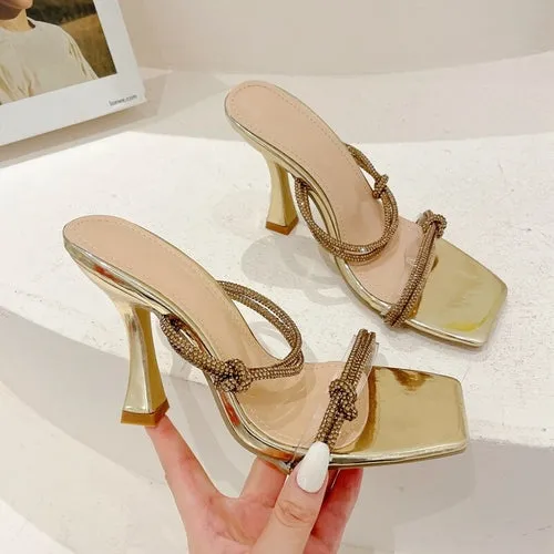 Glitter Diamond Shiny Heel Slippers