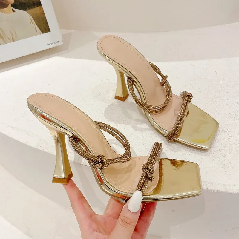 Glitter Diamond Shiny Heel Slippers