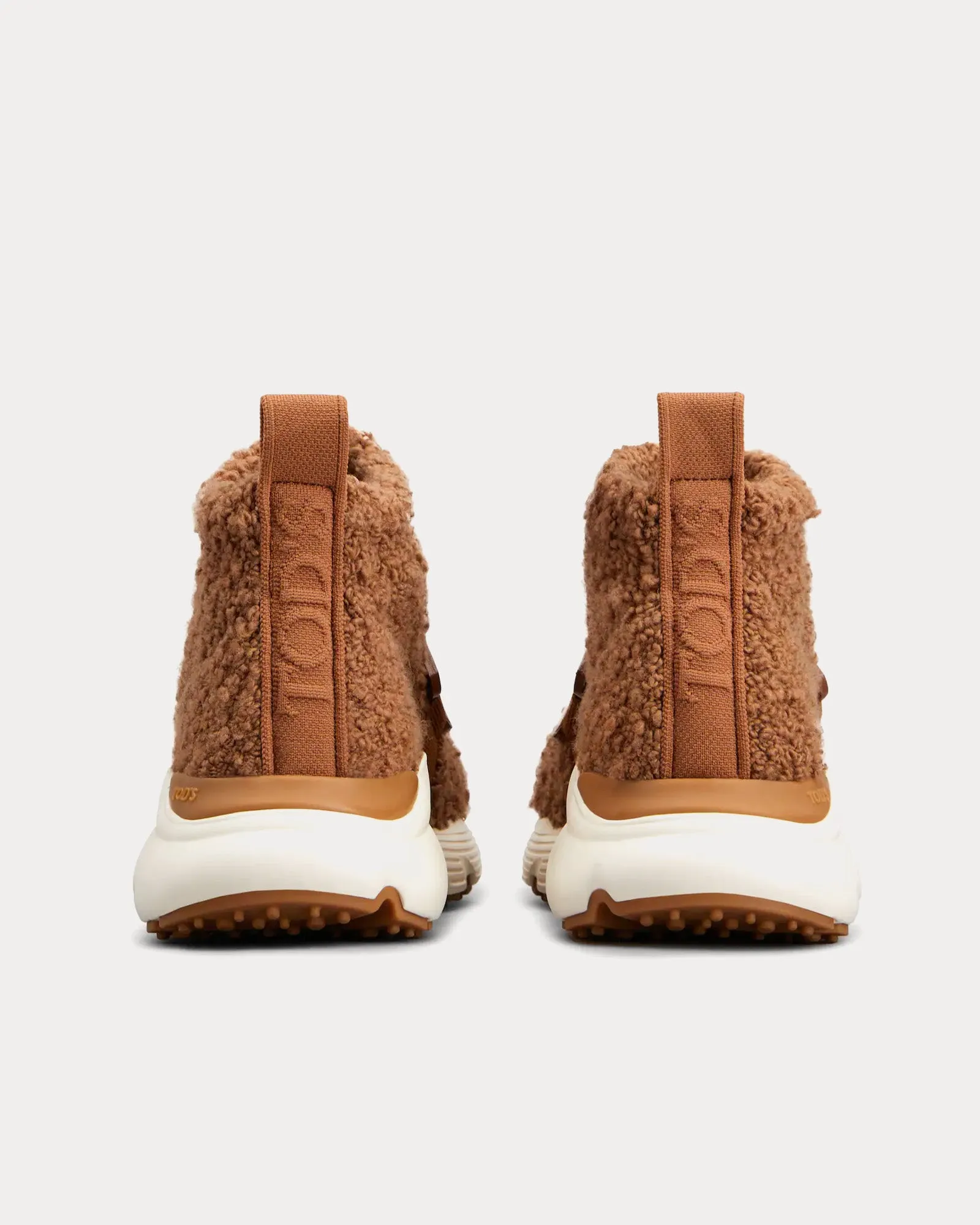 Kate Bouclé Knit Brown High Top Sneakers