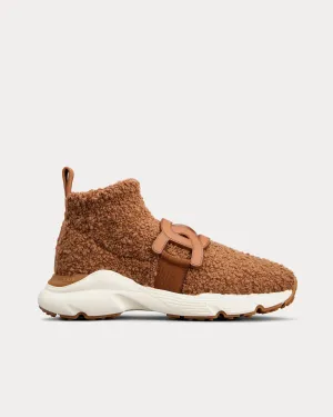 Kate Bouclé Knit Brown High Top Sneakers