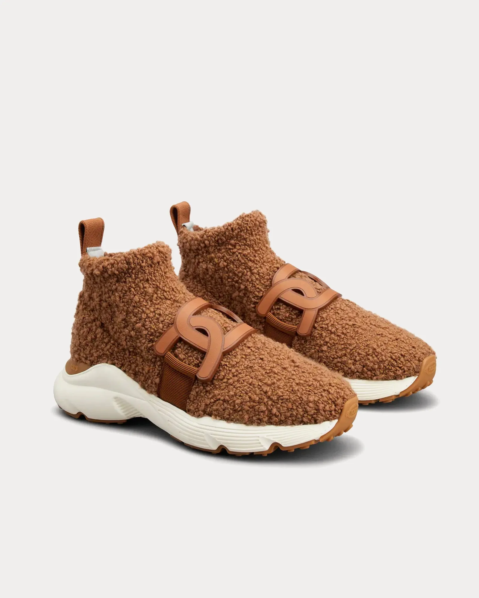 Kate Bouclé Knit Brown High Top Sneakers