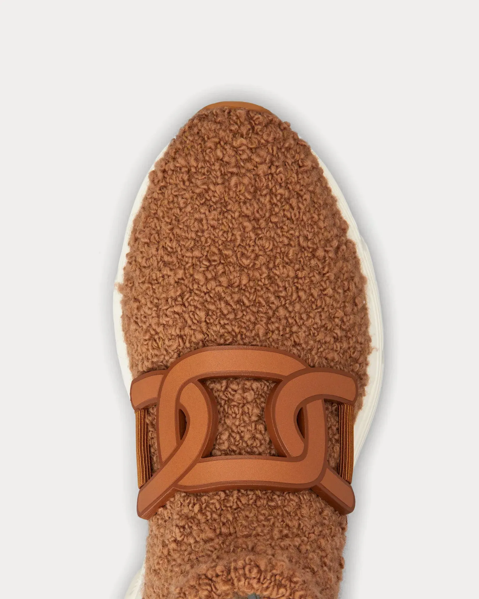 Kate Bouclé Knit Brown High Top Sneakers