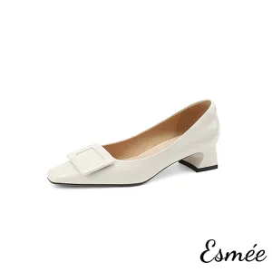 Leather High Heels with Buckle Design