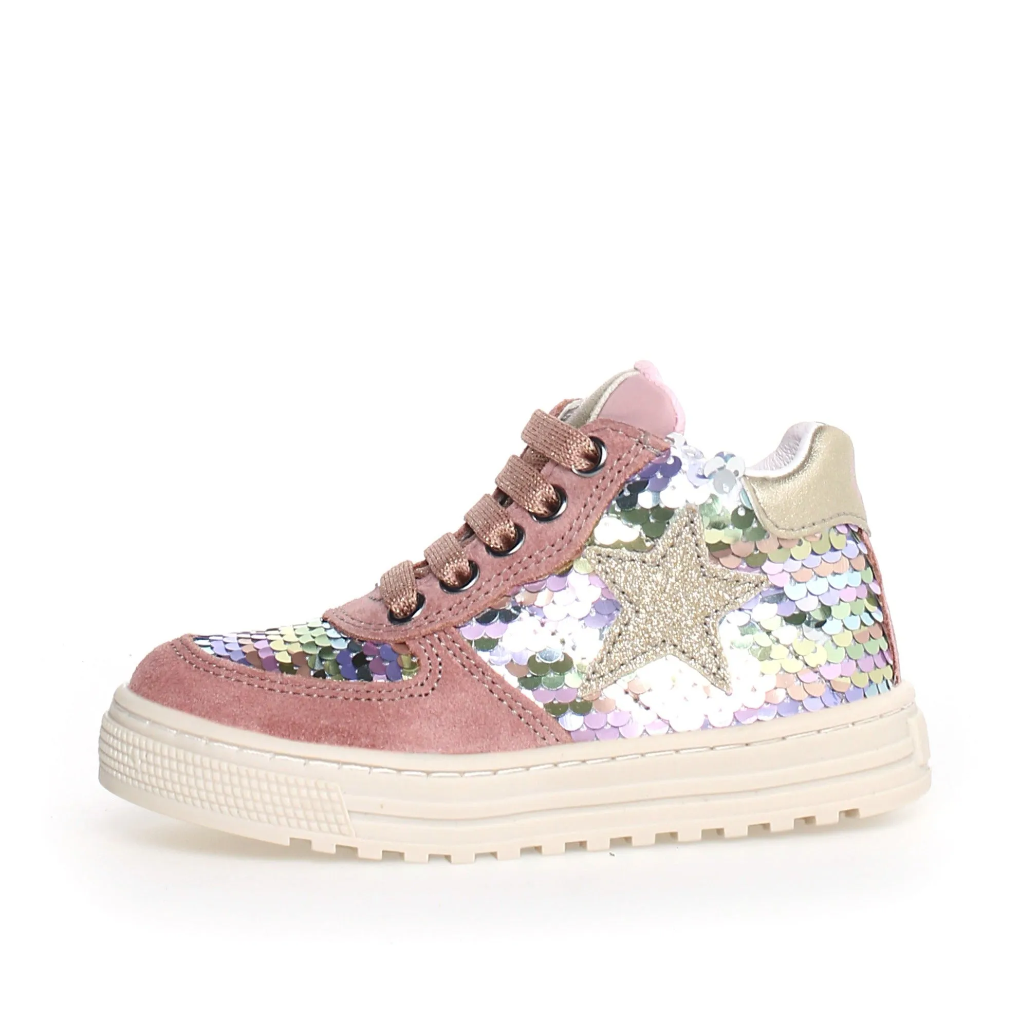 Naturino Girl's Hess High Zip Sneakers, Rose-Multi