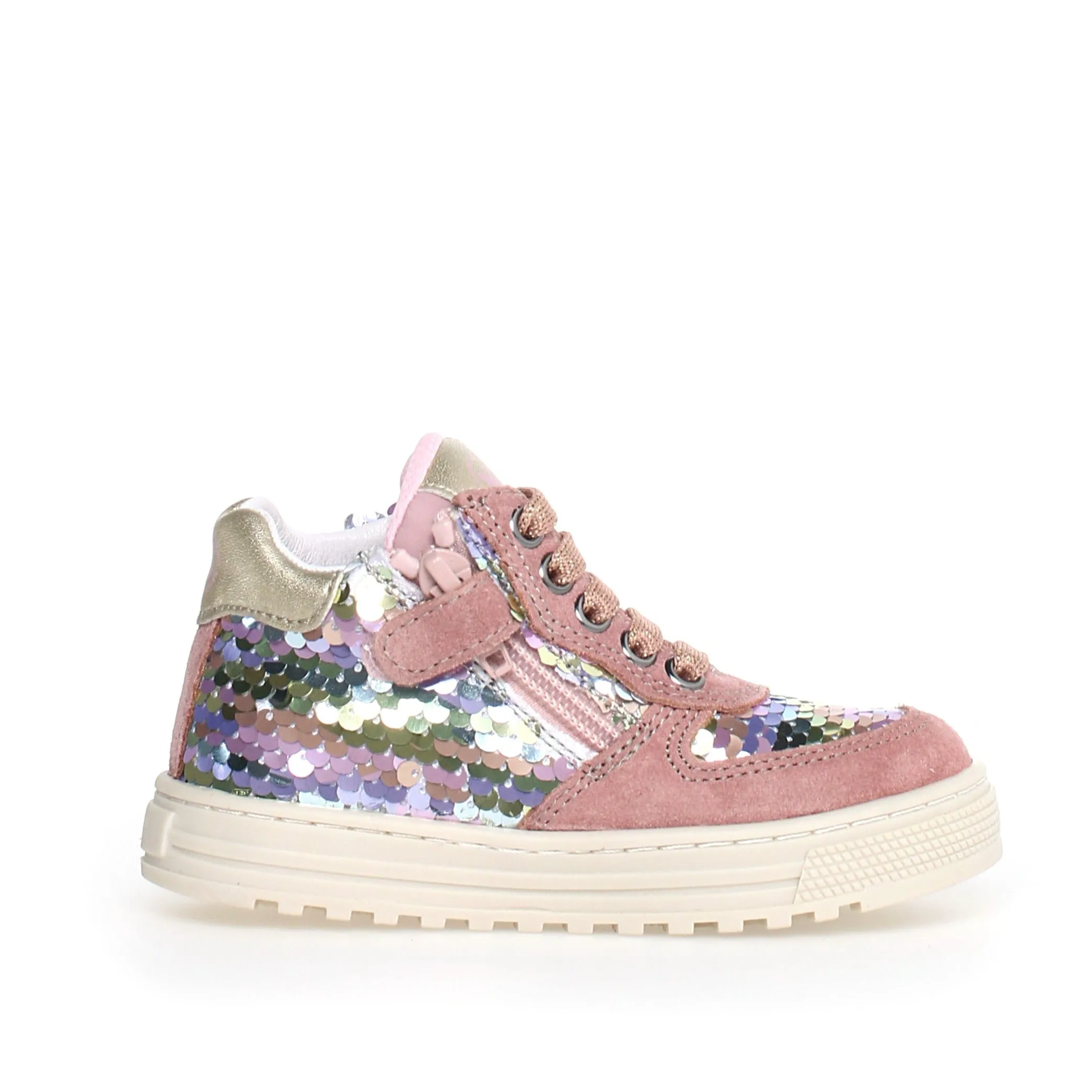 Naturino Girl's Hess High Zip Sneakers, Rose-Multi