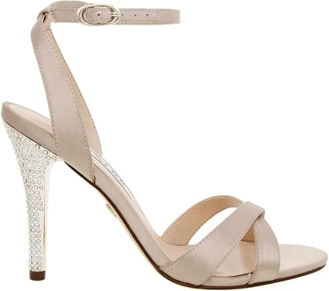 NINA Women's Meryly Ankle Strap Sandal, Champagne Crystal Satin