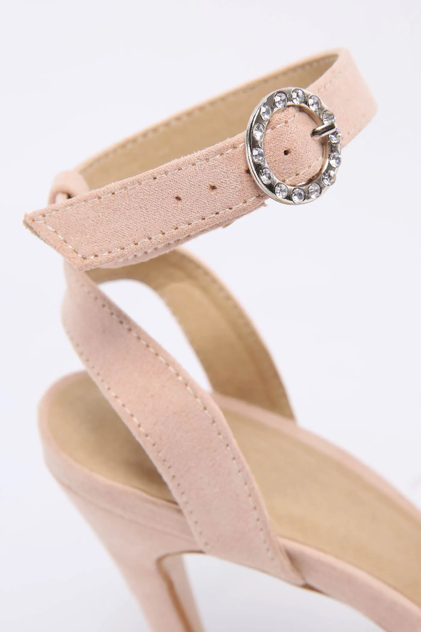 Nude Feather Diamante Strappy Sandal