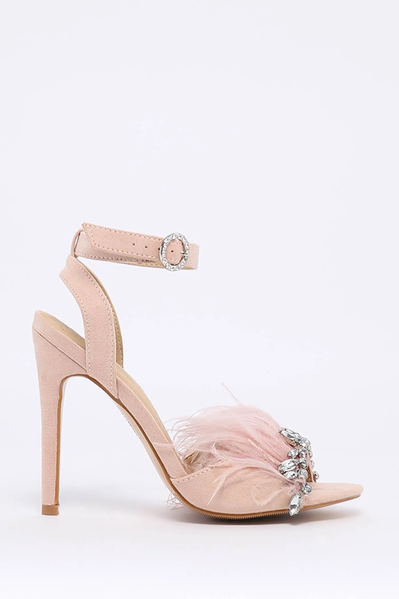 Nude Feather Diamante Strappy Sandal