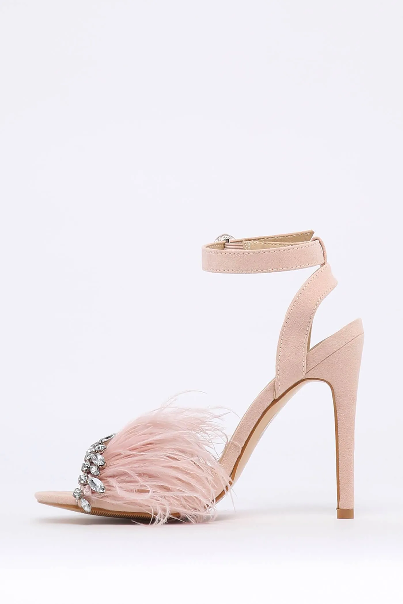 Nude Feather Diamante Strappy Sandal