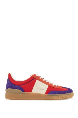 purple women's sneakers in polyester and suede