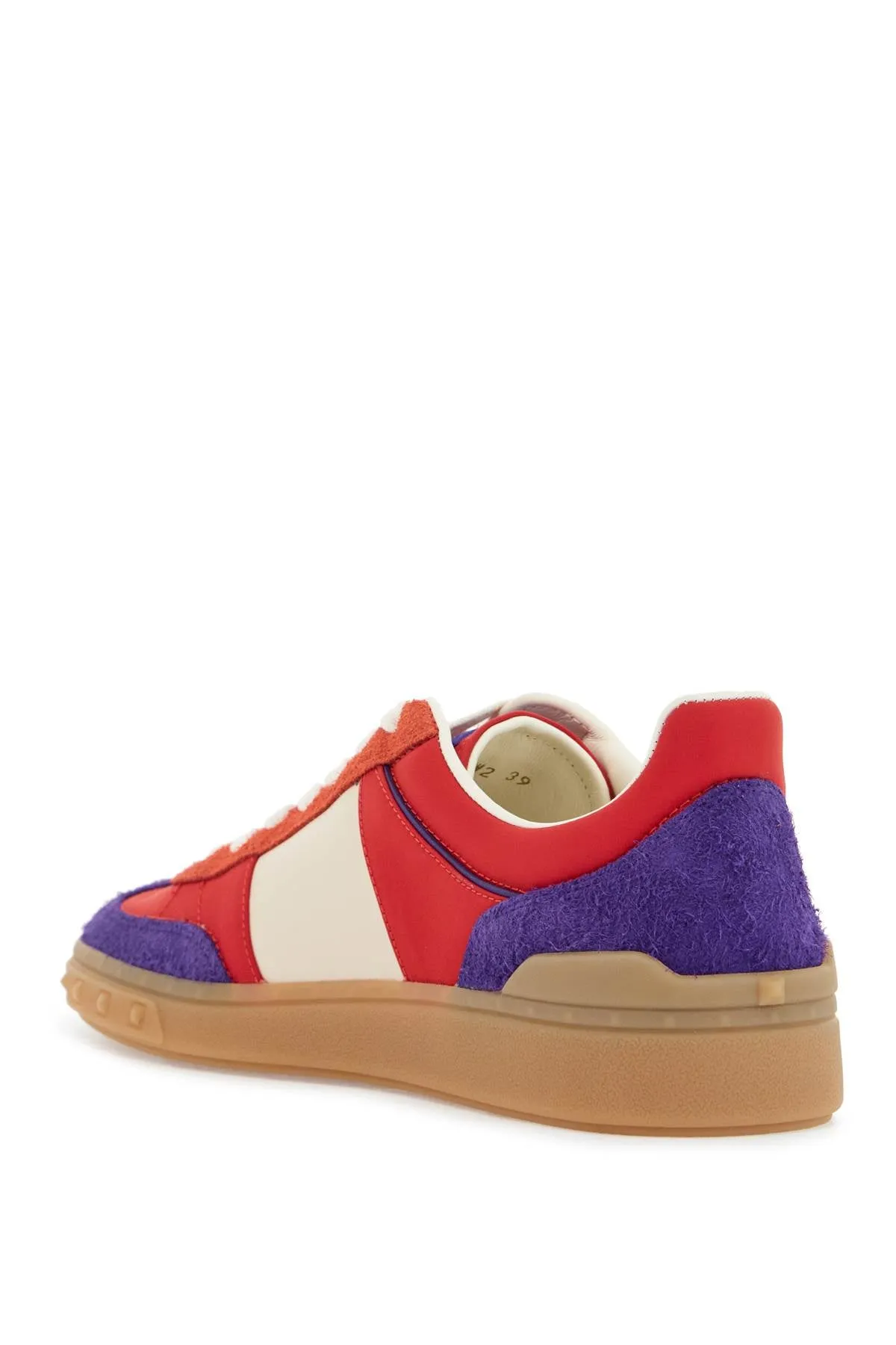 purple women's sneakers in polyester and suede