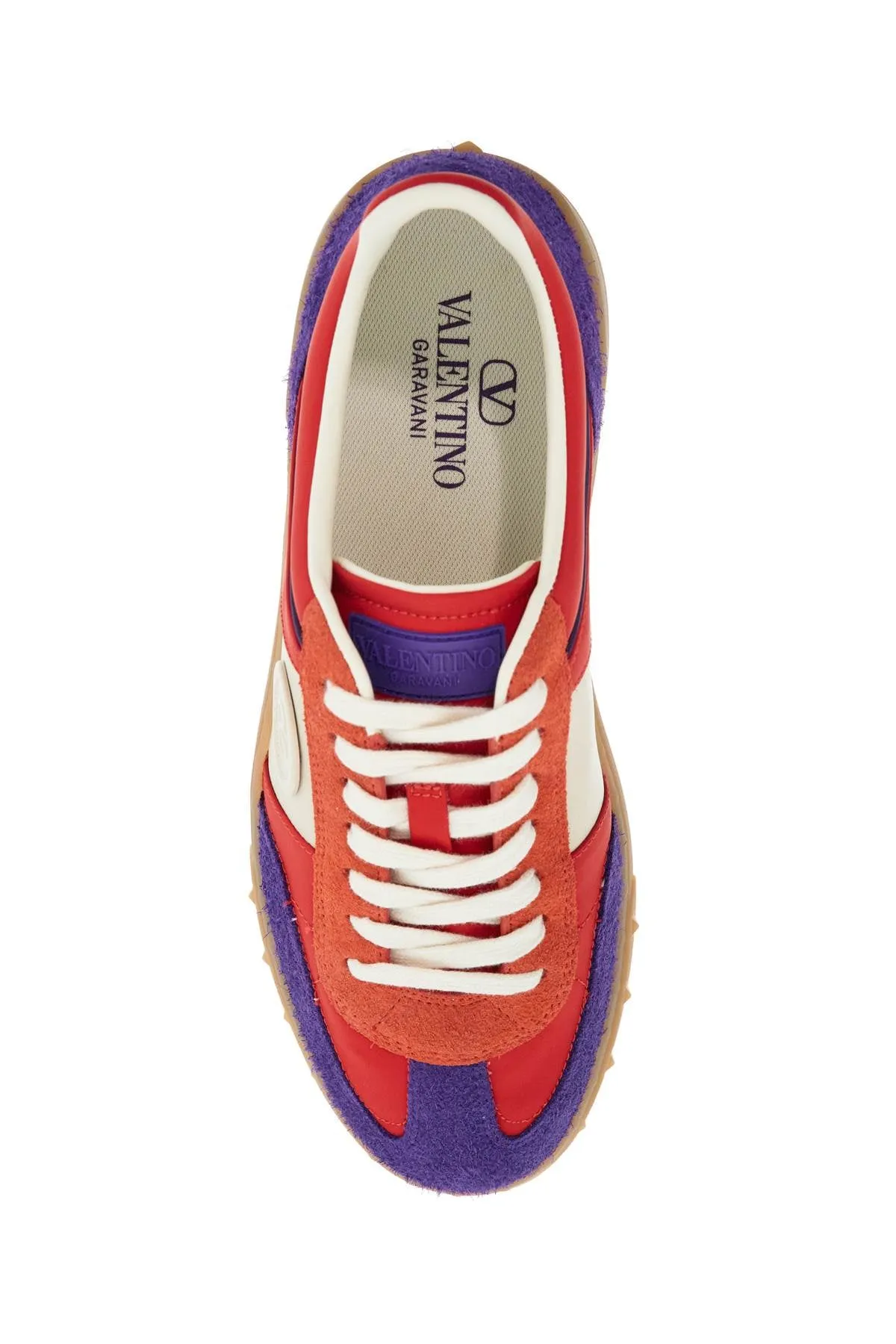 purple women's sneakers in polyester and suede