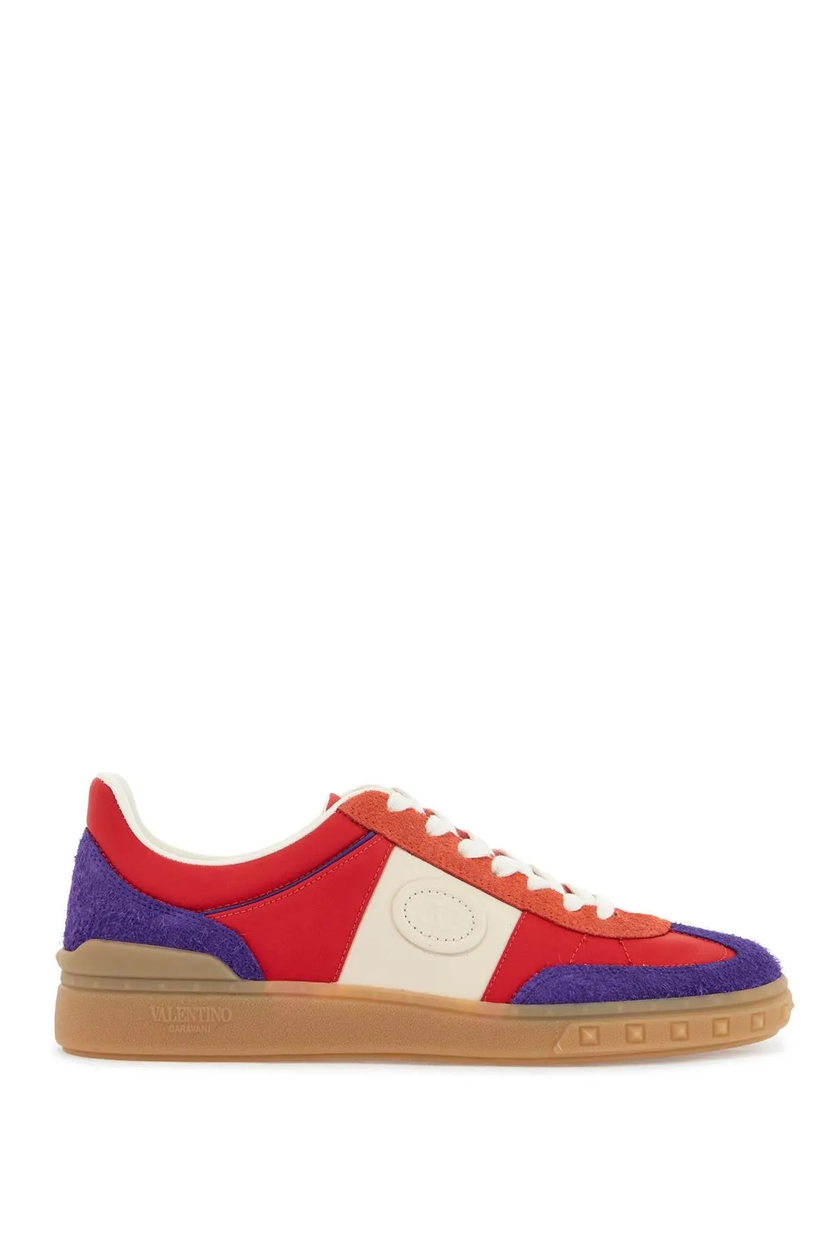 purple women's sneakers in polyester and suede