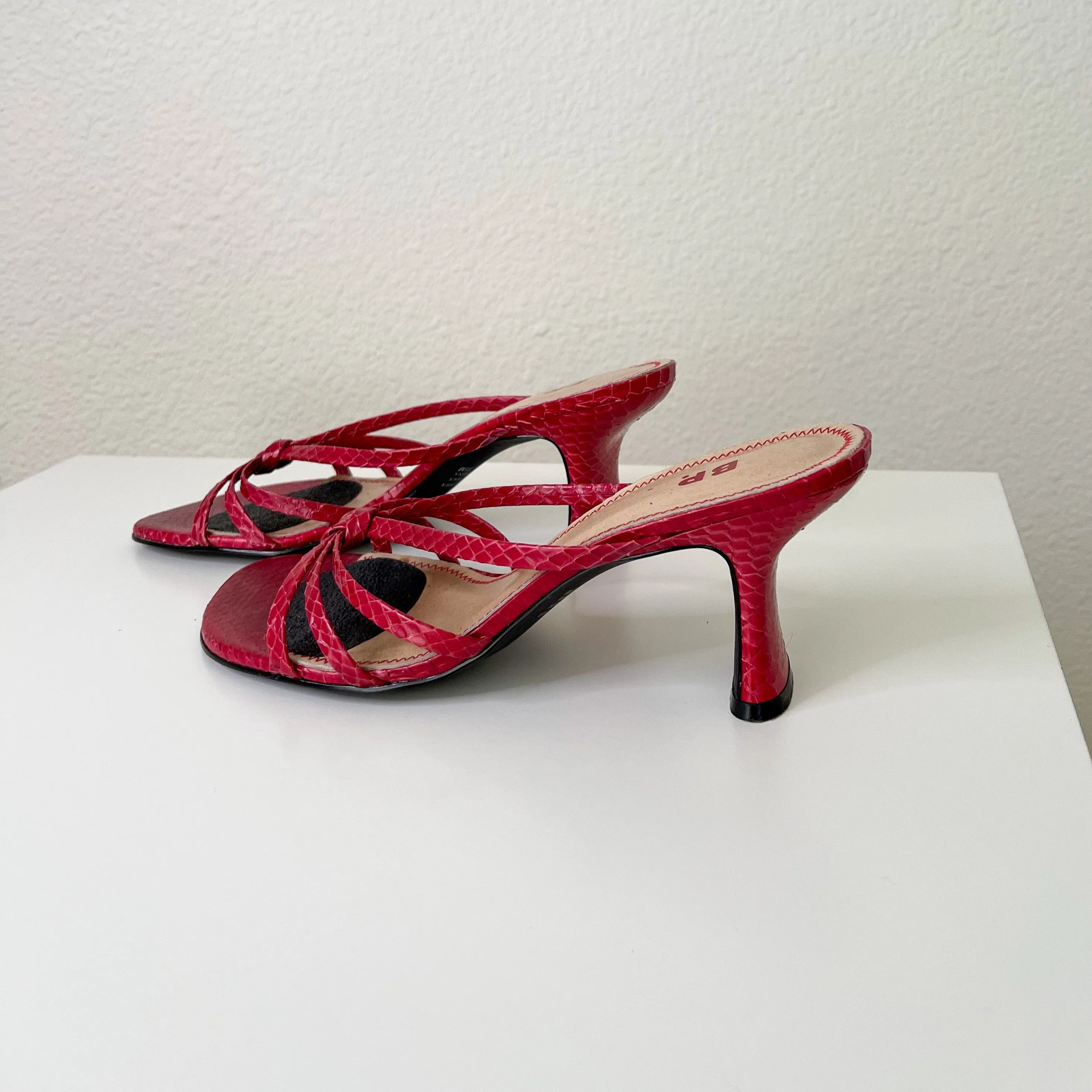 Red Strappy Kitten Heels