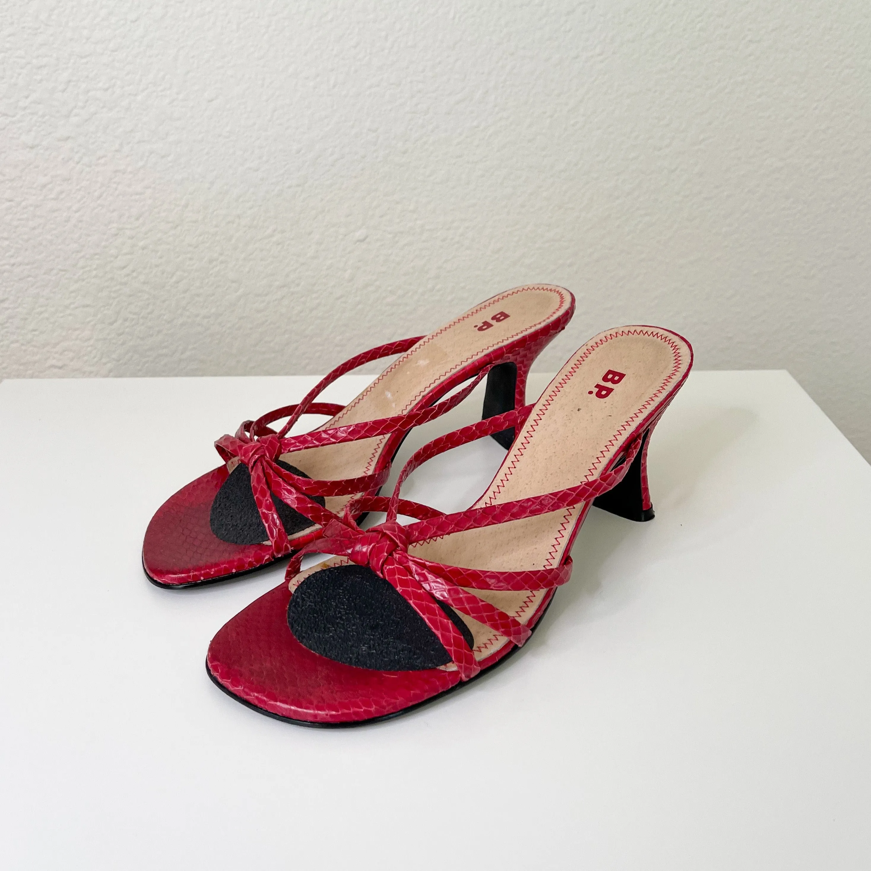 Red Strappy Kitten Heels
