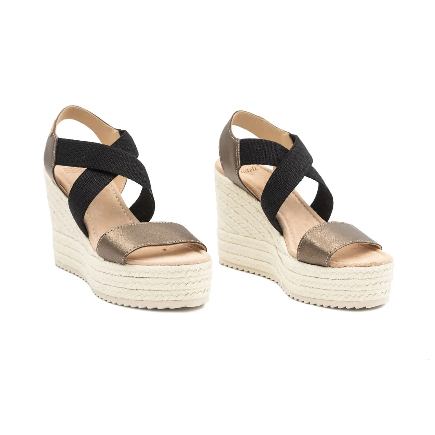 Retro Metallic 2159 H: Elegant Open-Toe Leather Espadrille