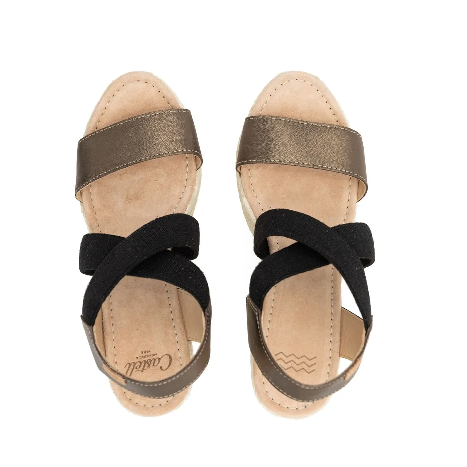 Retro Metallic 2159 H: Elegant Open-Toe Leather Espadrille