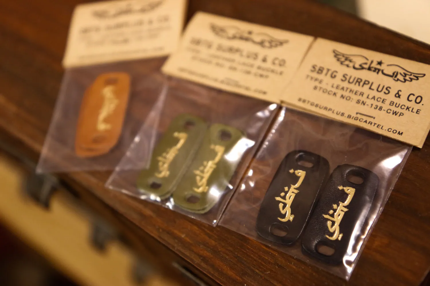 SBTG Leather Lace Buckles - Gold (Olive/Brown/Black)