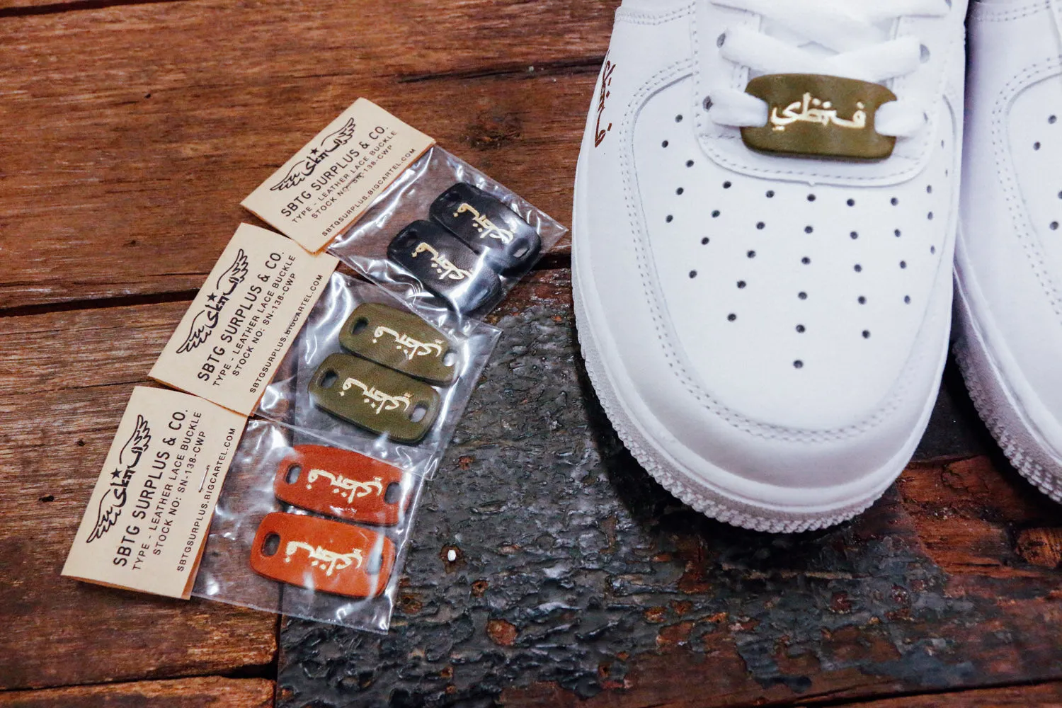 SBTG Leather Lace Buckles - Gold (Olive/Brown/Black)