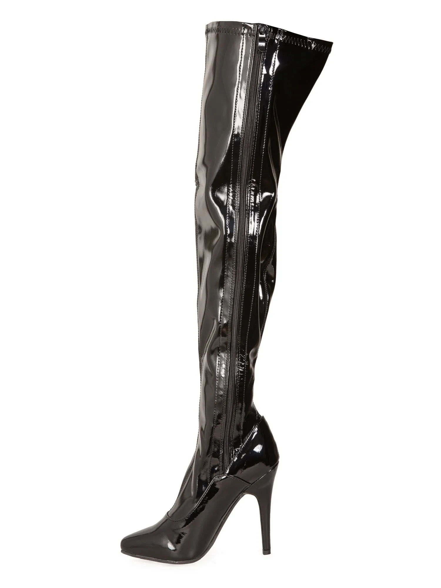 Shiny Black Thigh High Boots 