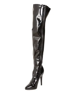 Shiny Black Thigh High Boots 