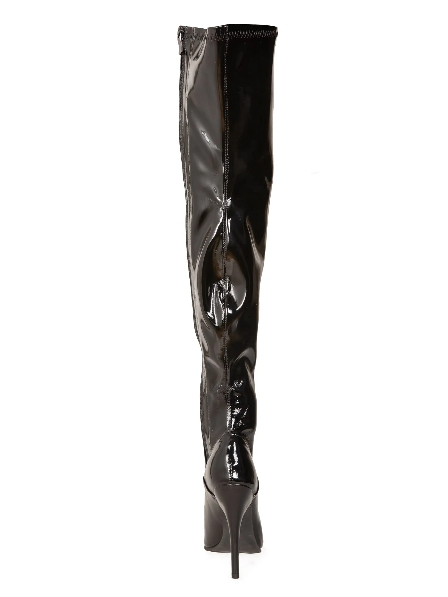 Shiny Black Thigh High Boots 
