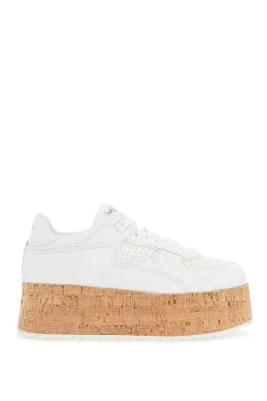 sneaker with cork sole and white leather perforated details 6W2S0IG5NGG BIANCO/BIANCO/BIANCO/NATURALE-BIANCO