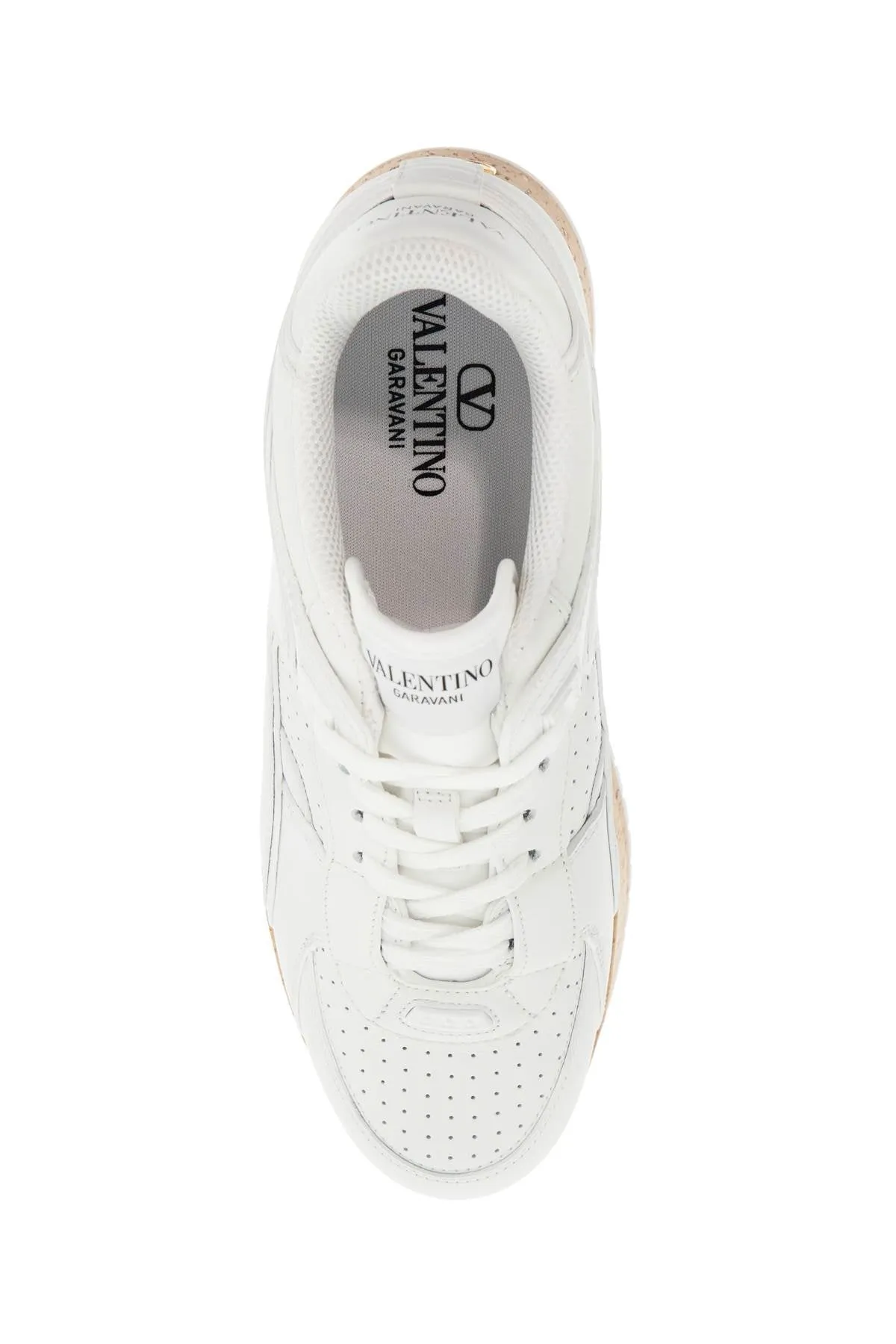 sneaker with cork sole and white leather perforated details 6W2S0IG5NGG BIANCO/BIANCO/BIANCO/NATURALE-BIANCO