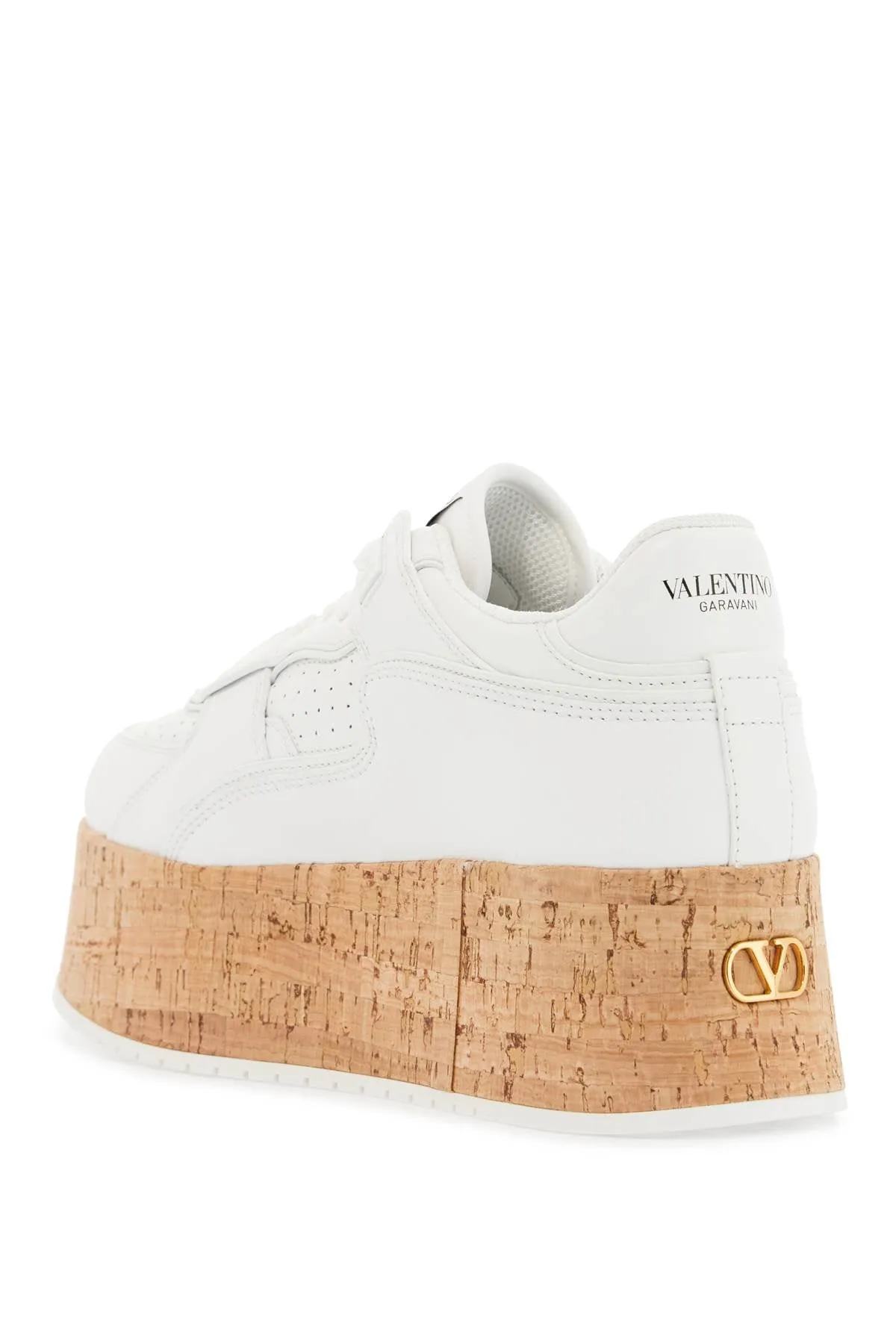sneaker with cork sole and white leather perforated details 6W2S0IG5NGG BIANCO/BIANCO/BIANCO/NATURALE-BIANCO