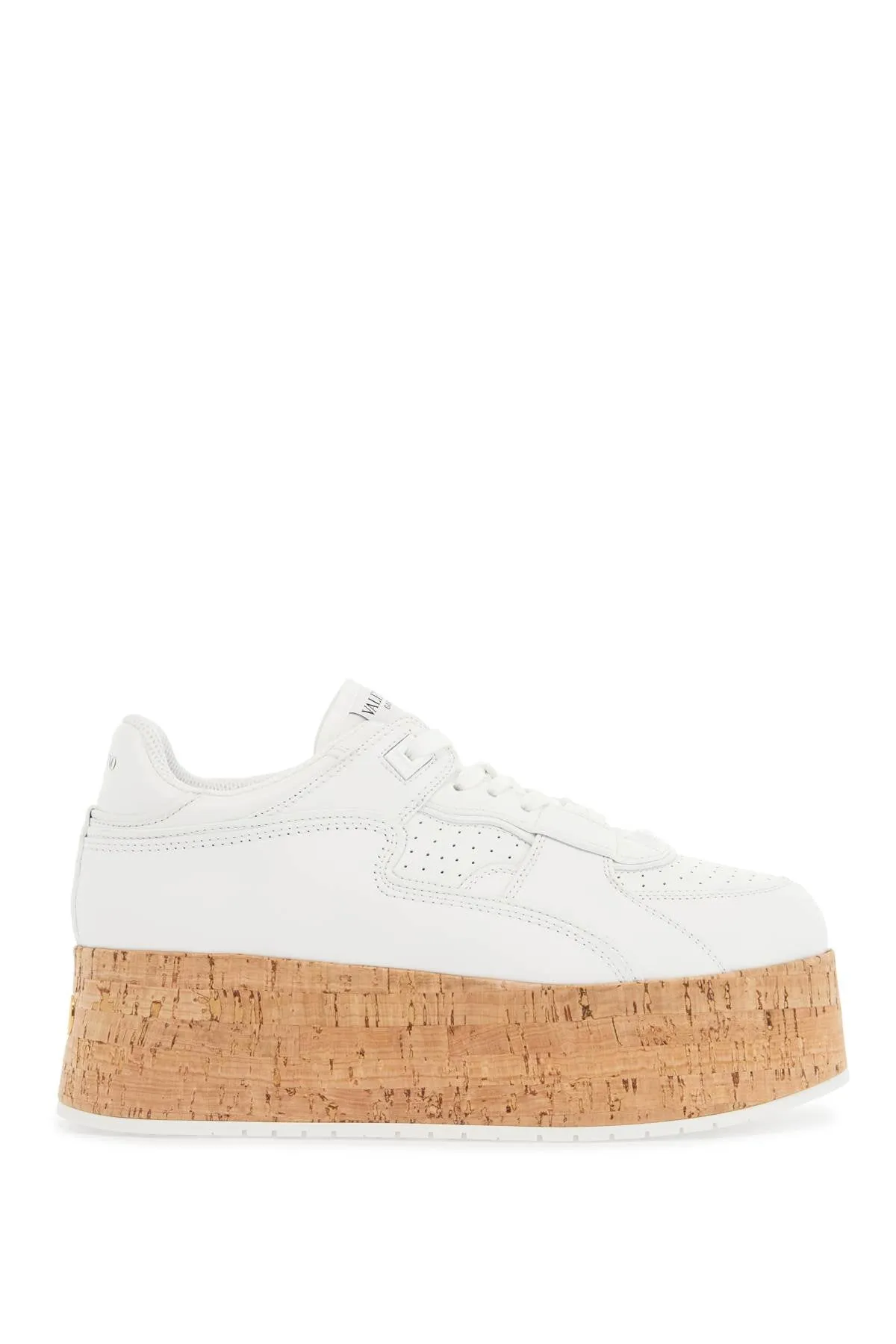sneaker with cork sole and white leather perforated details 6W2S0IG5NGG BIANCO/BIANCO/BIANCO/NATURALE-BIANCO