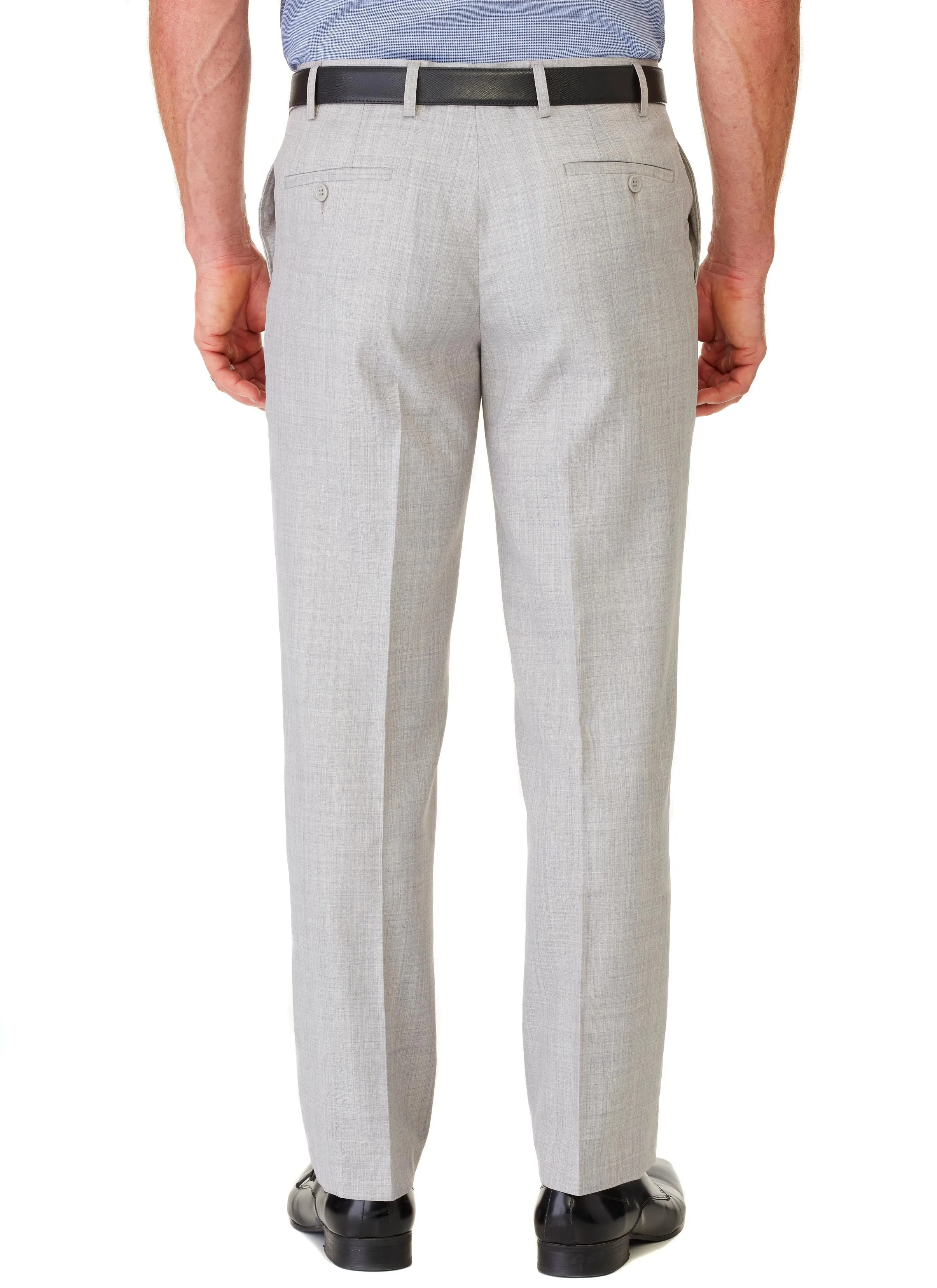 WARATAH FLAT FRONT TROUSER - LIGHT GREY
