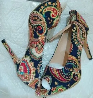 Women's High Heel Patterned Stilettos with Ankle Strap