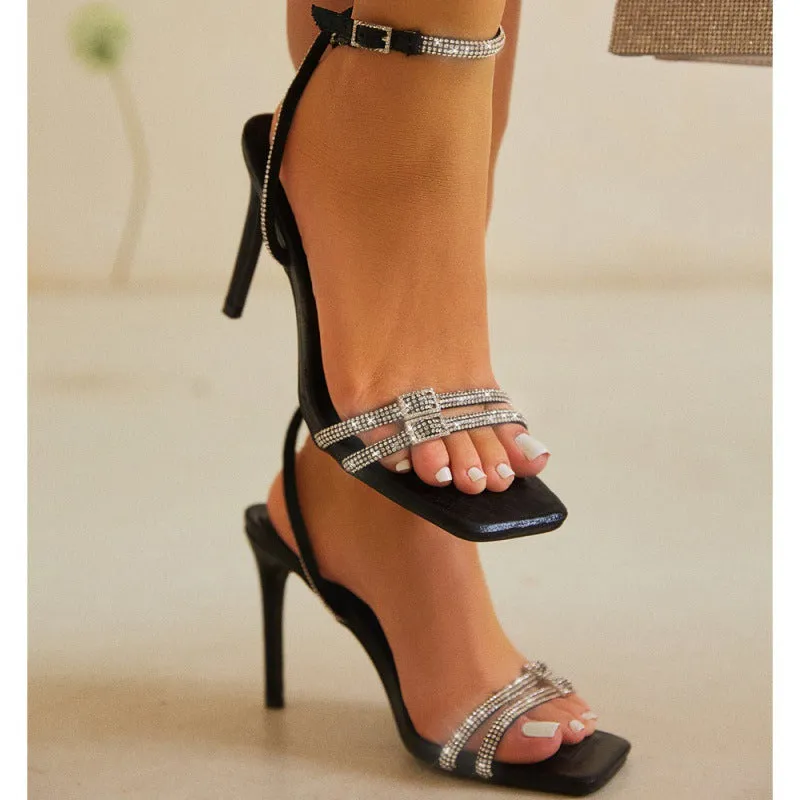 Women’s High Heel Rhinestone Stiletto Sandals
