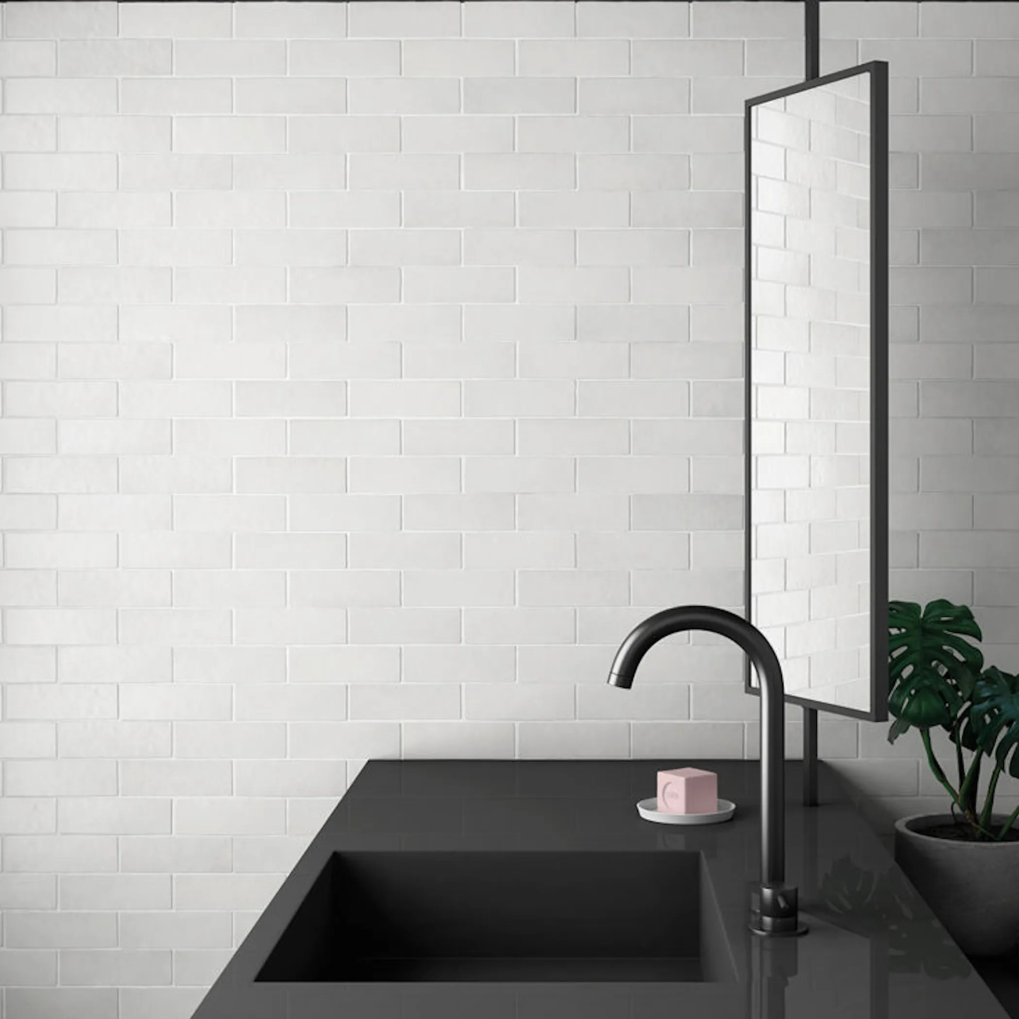 Zellij Brick Chalk White Matt Moroccan Wall Tiles 6.5cm x 20cm